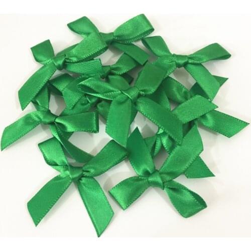 100pcs Dark Green Satin Ribbon Bows Decorative Tail Bow For Doll Hair Accessories Wedding Invites Cardmaking Embellishments