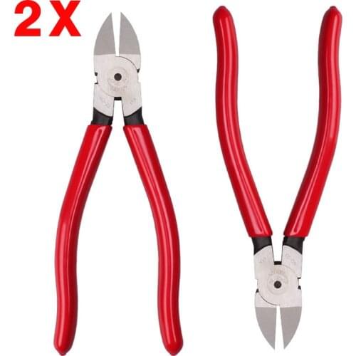 2pcs 6" Diagonal Cutting Pliers Flush Cut Side Nippers Wire Beading Cable Cutters Shear Fitter Flat Nosed Pliers Hand Tools
