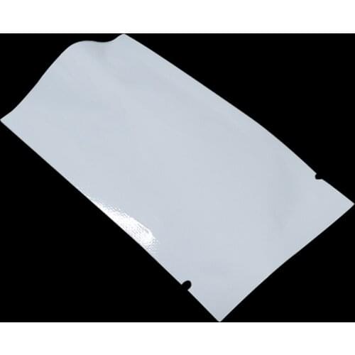 200Pcs White Open Top Aluminum Foil Package Bag Snack Candy Heat Seal Storage Mylar Packing Pouch Coffee Powder Vacuum Seal Bags