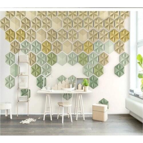 XUE SU Large custom home decoration wallpaper mural 3d three-dimensional hexagonal Nordic modern mosaic TV background wall