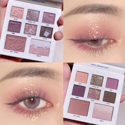 4 Color Purple Eyeshadow Palette Matte Glitter Eyeshadow Milk Tea Color Lasting Waterproof Shimmer Sequins Eye Shadow Cosmetic
