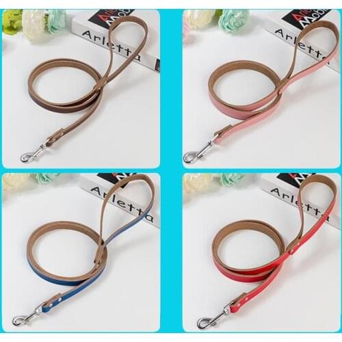 50 Pieces/lot) High Quality Wholesale Strong and Soft Cowhide Leather Medium Dog Pet Leashes Lead SN3777