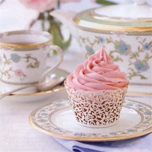 50pcs/pack Cake Paper Vine Lace Laser Cut Cupcake Wrapper Liner Baking Cup Wedding Birthday Tea Party Home Decoration