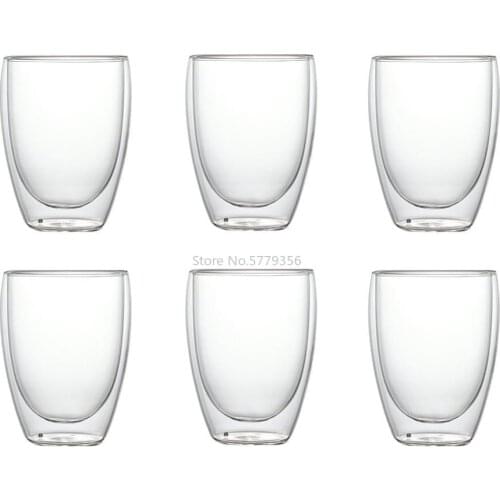 6pcs 80ml Double Wall Glass Clear Handmade Heat Resistant Tea Drink Cups Healthy Drink Mug Coffee Cups Insulated Shot Glass
