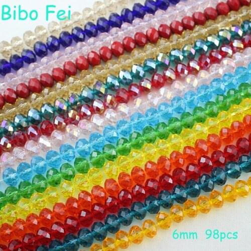 Free shipping multi color 6mm 98PCS Glass Czech crystal beads, wheel beads,transit beads,bracelet necklace Jewelry Making DIY