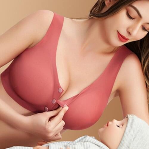 Maternity Nursing Bra For Pregnant Women Underwear Breastfeeding Bra Plus Size Sleeping Front Button Seamless Clothes No Trace