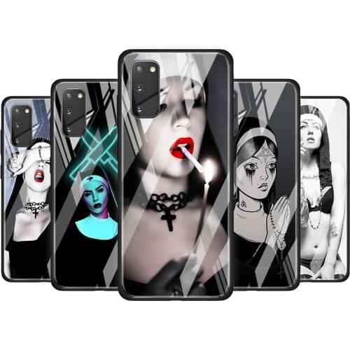 Sister Style Nun Sexy Girl Tempered Glass Cover For Samsung Galaxy S20 S10 S9 S8 S10E FE Ultra Plus Lite 5G Phone Case