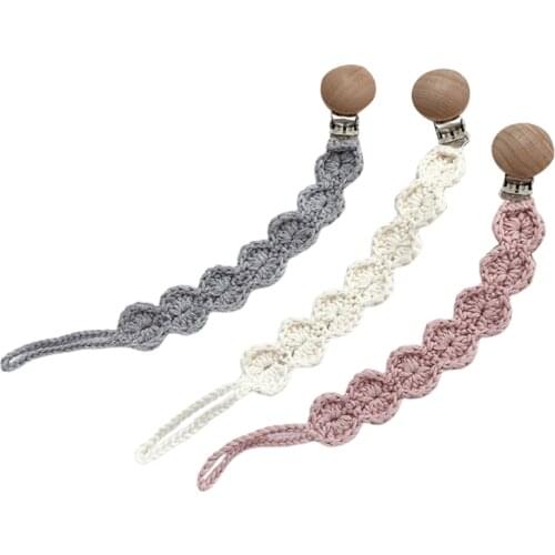 Baby Teething Soother Clip Crochet Pacifier Chain Cotton Woven DIY Dummy Nipple Holder Leash Strap Shower Gifts