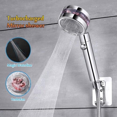 Shower Head Turbocharged 360° Rotating Shower Nozzle Water Saving Bathroom Accessories with Hose Or Shower Head Holder