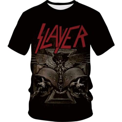 Slayer T-shirt Rock Metal Band Streetwear Skull 3D Print Men Women Casual Fashion T Shirt Hip Hop Tees Tops Male Trendy Clothing