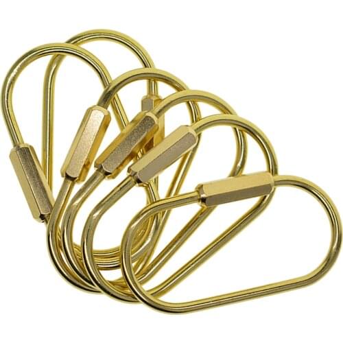 6 Pieces Wholesale Durable Brass Screw Lock Key Ring Keychain Holder Oval Shape Locking Ring