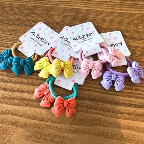 2PCS New Cute Princess Bowknot Headwear Cartoon Kids Elastic Hair Bands Children Ropes Girls Accessories Baby Headdress