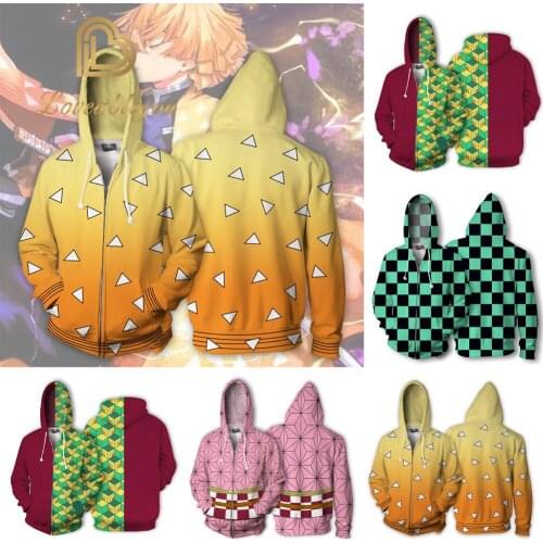 Anime Demon Slayer Kimetsu No Yaiba Tanjiro Kamado Nezuko Cosplay Costume Hoodies Plus Size Jackets Halloween Party Women Men