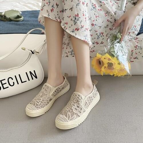 Summer Hollow Lace Flat Shoes Sweet Fairy Shoes White Shoes Street Wild Fashion Lazy Shoes Elegant Loafers Light Casual Shoes