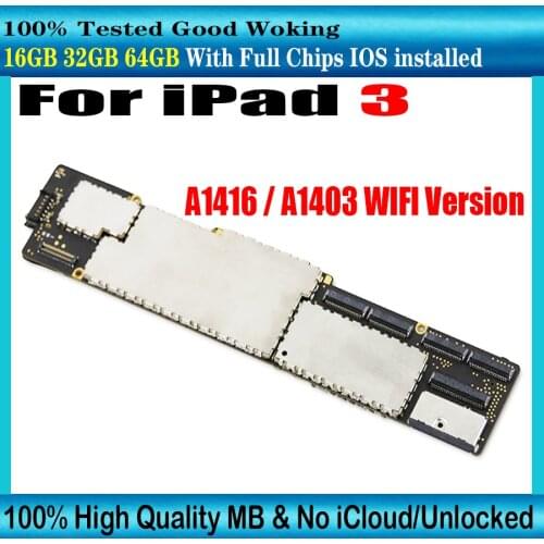 A1416 / A1403 WIFI A1430 3G Version Original For iPad 3 Motherboard unlocked For iPad 3 Logic board Free iCloud With chips panel
