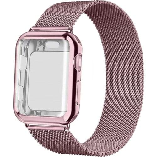 Case+strap for Apple Watch Band 44mm 40mm 42mm 38mm 42 mm Metal Belt Watchband Milanese loop bracelet iWatch series 5 4 3 se 6