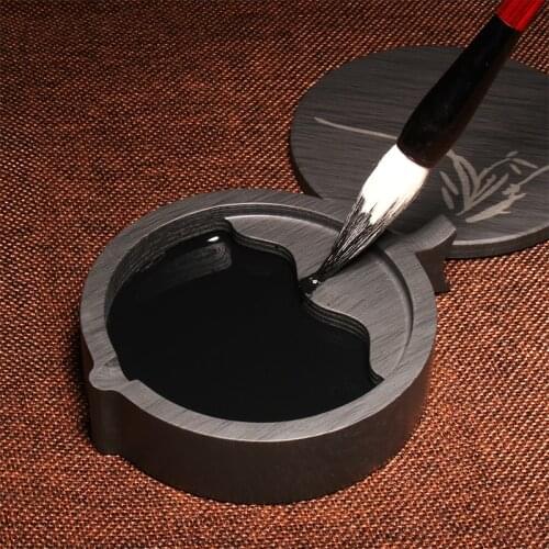 Multifunctional Natural Rock Carving Inkstone Traditional Painting Study Inkslab with Cover Calligraphy Set Ink Grinding