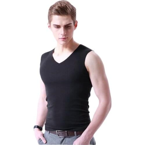 1pcs/lot Mens Underwear Sleeveless Tank Top Solid Muscle Vest Undershirts V-neck Quick-Drying Tank Top T-shirt Mens Casual Vest