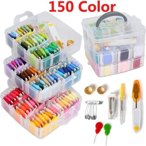 150 Colors Embroidery Thread Floss Set Cross Stitch Floss Threads Scissors Needles Sewing Accessories Kit For Women Mom Gift