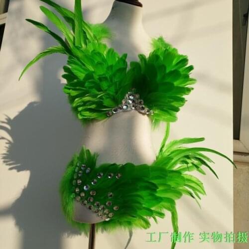 Singer performance clothing New fashion Feather underwear stage show event party cosplay Jazz dance samba collar costume