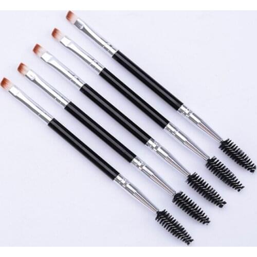 Wholesale 500pcs Excellent Double Ways HappyMakeup Eyebrow Mascara Wand Cosmetic Brush Applicator Double Ended Single Brush Tool
