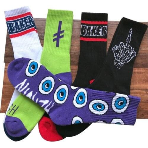 Wholesale European and American New Letter Striped High Tube Crew Socks Skateboard Cotton Socks