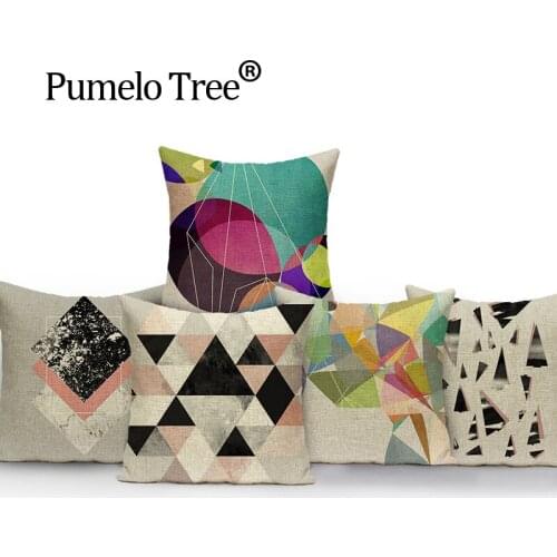 Couples Love pillow geometric colorful Living Room Stylish cushion cover linen print Sofa Seat Custom throw pillows