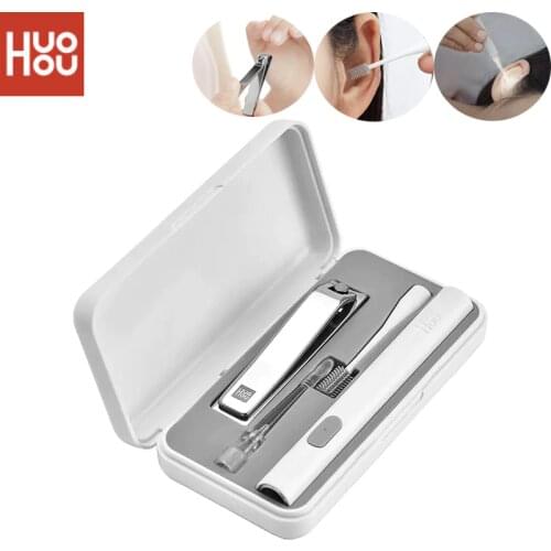 HUOHOU LED Portable USB Ear Nail Care Kit Ear Pick Brush Wax Cleaner Removal Tool Kit with LED Light Nail File Clipper Cutter