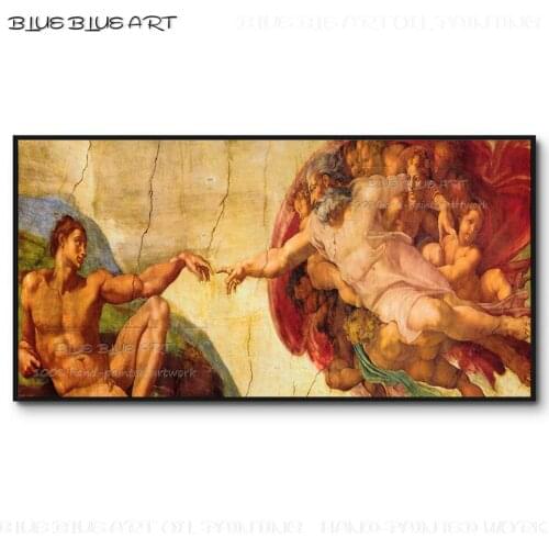 Expert Artist Reproduce The Creation of Adam of the Sistine Chapel Oil Painting Handmade Italian Art Michelangelo Oil Painting