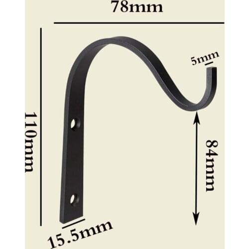 Simple Wall Iron Hook Bending Molding Hook Clothes Hook Flower Basket Hook Screw Fixed Black and White S Type