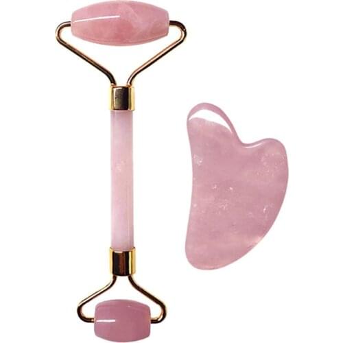 Rose Quartz Roller White Crystal Facial Lift Tool Green Jade Gua Sha Board Black Obsidian Face Massager Anti Wrinkle Guasha Set