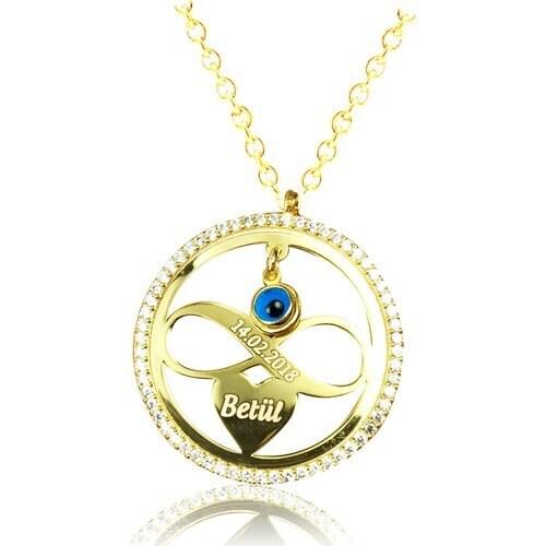 Silver & Silver Personalized Design Evil Eye Necklace Ssko0002