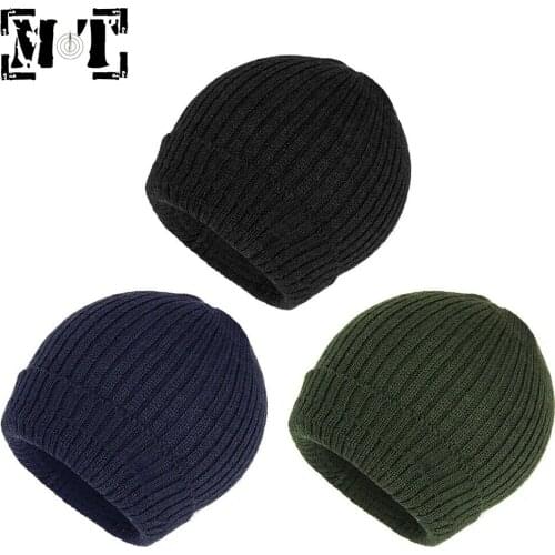 MT Wool Cap Autumn Winter Knit Mens Hat Outdoor Tactical Military Warm Windproof Hat Hiking Climbing Mountaineering Camping Cap