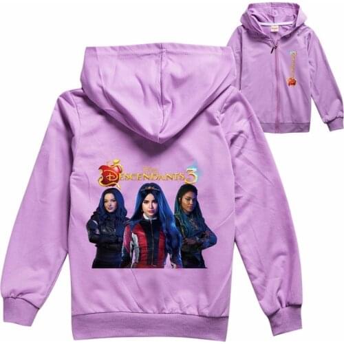Kpop Girls Harajuku Sweatshirts Descendants 3 Printed Long-Sleeved Zipper shirt Cartoon Casual Pullovers Graphic Tops