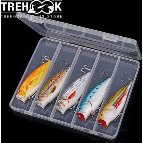 TREHOOK 5pcs 9cm 17g Topwater Popper Lures For Fishing Kit Pike Fishing Lure Set Wobblers Crankbaits Fishing Tackle Pencil Baits