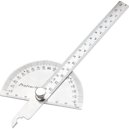 Stainless Steel Round Head Angle Ruler 180 Measure Protractor Angle Meter Rotation Measuring Ruler Mechanic Tool Craftsman Ruler