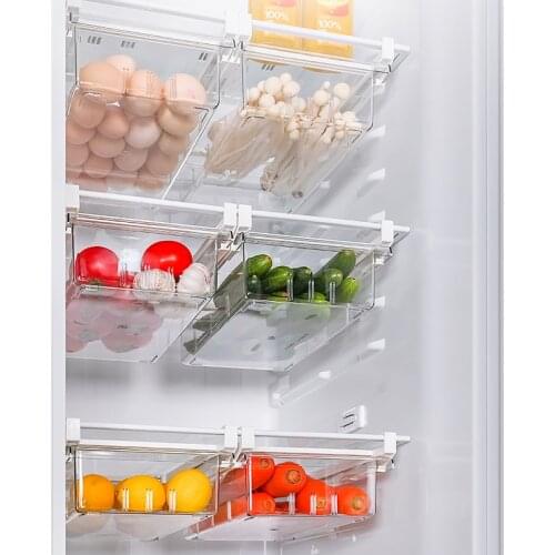 Refrigerator Storage Box Drawer Adjustable Telescopic Fresh Compartment Organizer Rack Save Space Refrigerator Pull Out Drawers