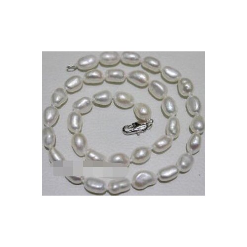 Fresh water pearl necklace white 9-10mm Length18INCH