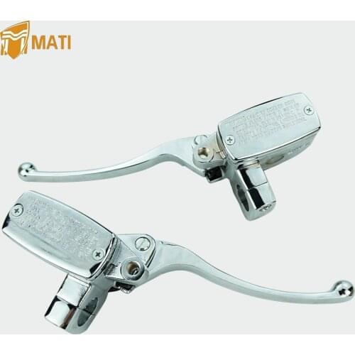 14mm Piston Motorcycle Chrome Brake Master Cylinder Hydraulic Pump 1" 25mm Brake Clutch Lever for Yamaha Suzuki Kawasaki Honda