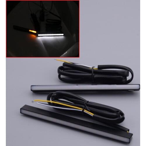 2pcs 6" LED Slim Switchback Dual Color Sequential Turn Signal Light DRL Daytime Running Lamp Bar