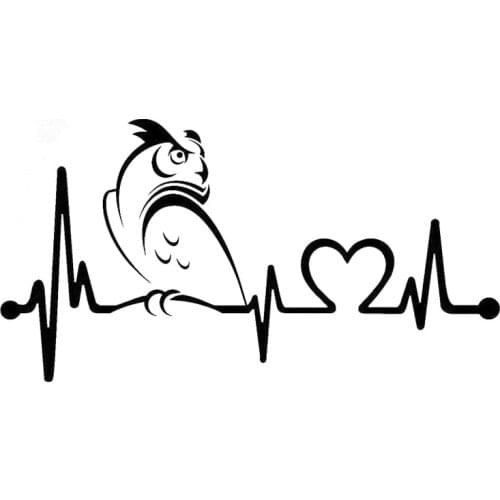 20.3cm*10.8cm Owl Heartbeat Lifeline Car Sticker Car-Styling Motorcycle Decal Black/Silver S3-4958