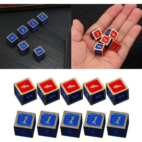 5Pcs Color Alloy Dice 6 Sided Dice 13mm Digital Number Cubes Round Coener For Kid Educational Toys DIY Board Games