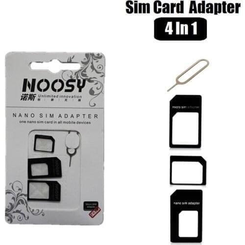 500PCS 4in1 Nano SIM Card Adapter Kit Micro SIM Standard SIM Card Converter With Needle for iPhone Tablet All Mobile Phone