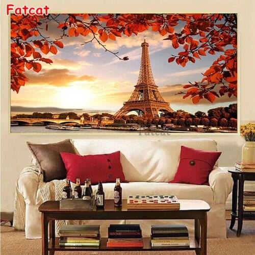 Diamond Embroidery Eiffel Tower, Nordic landscape, Paris, Diamond Painting Full Square/round drill Cross Stitch Wall Art PP2417