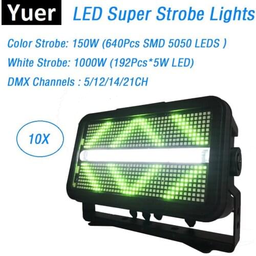 Free Shipping 192X5W White LED Flash Lights With 640Pcs SMD5050 RGB 3IN1 LEDS Super Strobe Lights DMX512 Strobe Flash Lights