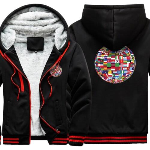 Color Earth Kpop Thick Hooded Hoodies Men Streetwear 2020 Zipper Sweatshirt Long Sleeve Winter Jackets Patchwork Warm Tracksuits