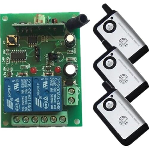 DC12V 10A 2CH Wireless RF Remote Control Switch two button Transmitter+ 1*Receiver for Appliances Gate Garage Door