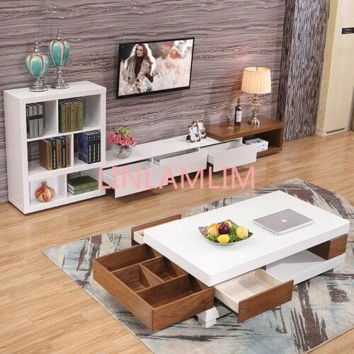 Living room home furniture coffee table minimalist modern style wooden mesas rectangle table basse de salon white sehpalar tablo