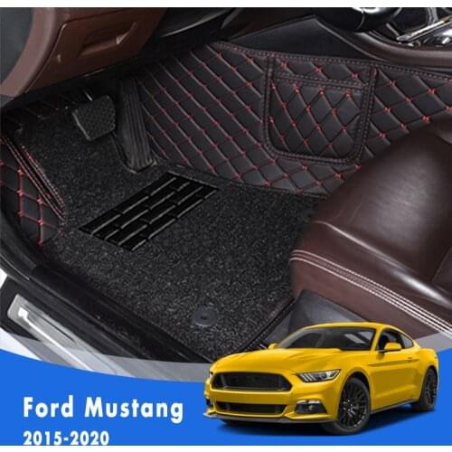 For Ford Mustang 2020 2019 2018 2017 2016 2015 Luxury Double Layer Wire Loop Car Floor Mats Carpets Auto Interior Protector