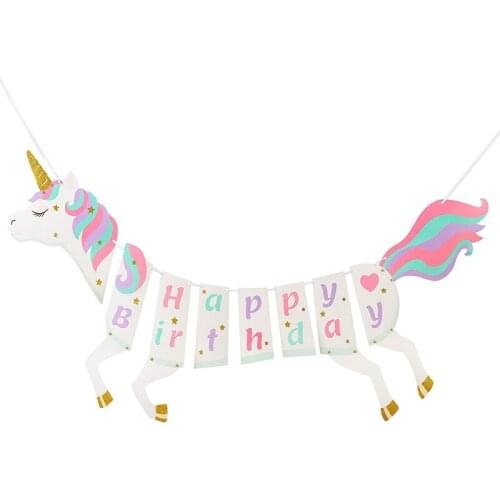 Unicorn Happy Birthday Banner Birthday Party Decoration For Kids Unicorn Theme Party Decoration Supplies PY181